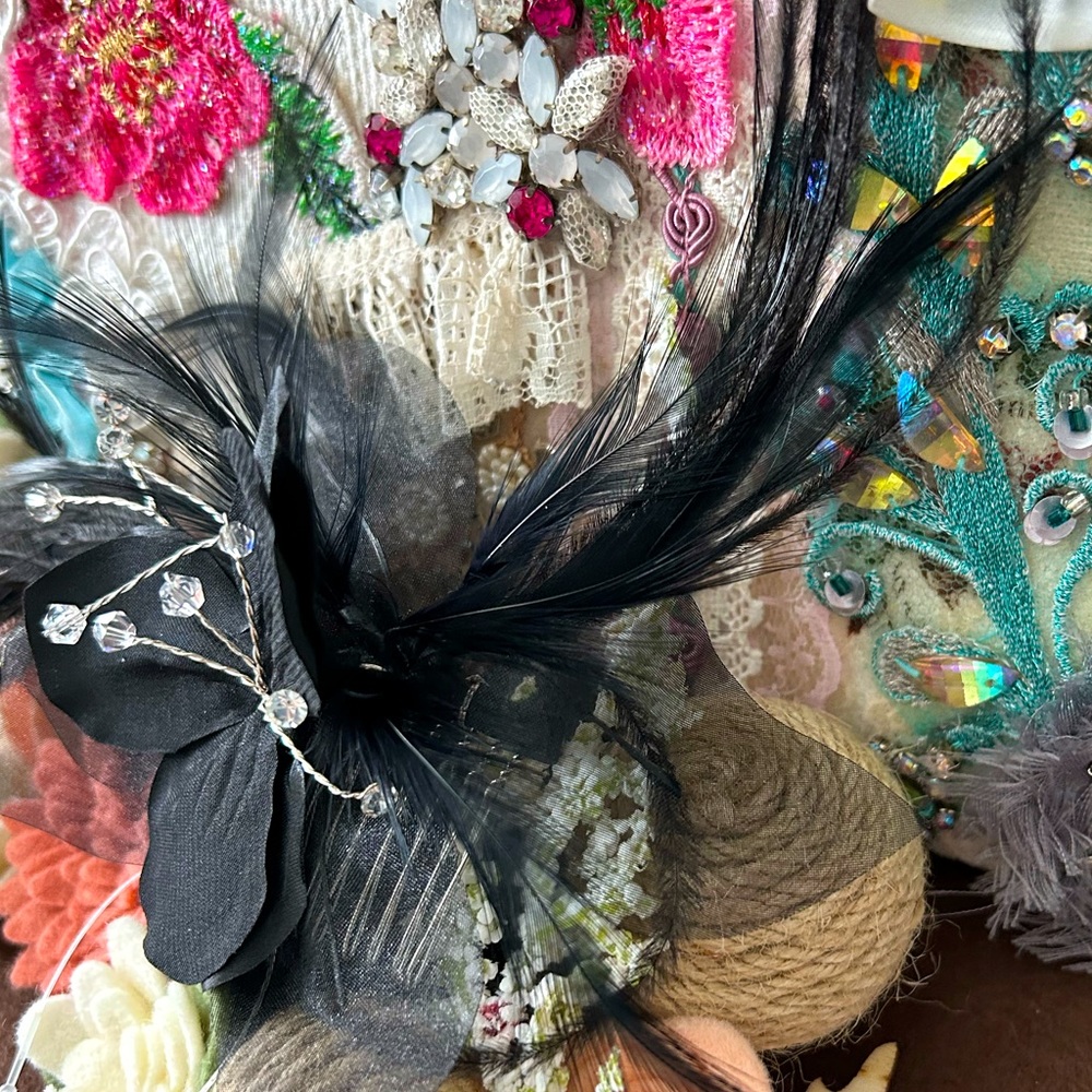 NWT Black Ostrich Feather Hair Comb - Picture 6 of 7